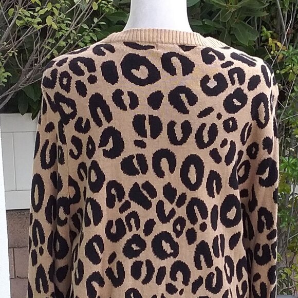 Merona Sweater Women's Animal Print Leopard Crewneck - Picture 5 of 8